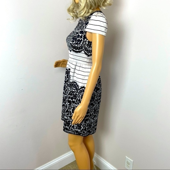 Tibi New York Silk Shift Dress | Size 0 | Black & White Stripes - Picture 8 of 15